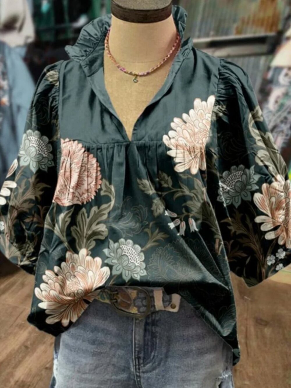 Women's Summer Blouse With Flowers - Brand New - XL